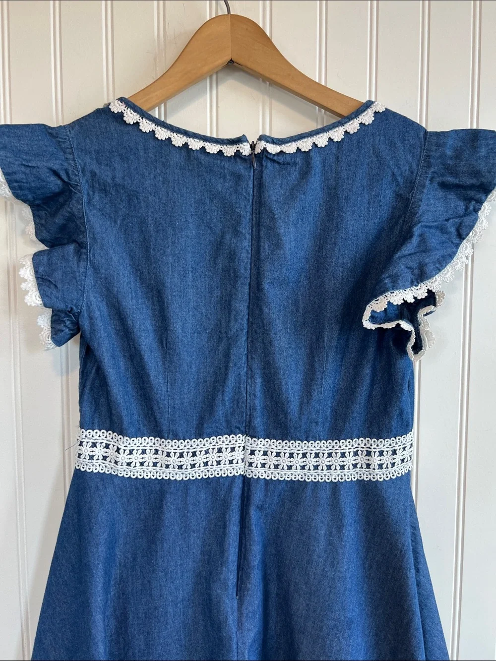 Disney Blue Denim Beauty and the Beast Dress with White Lace Trim
